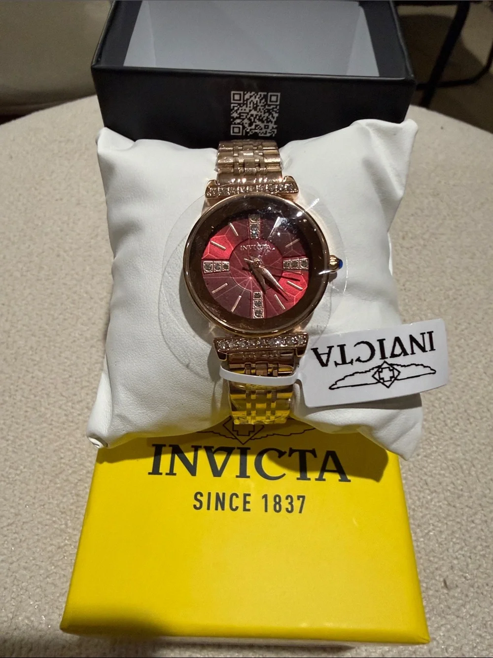Invicta Rose Gold Pro Diver watch Burgundy face Crystal Accent Women's Watch